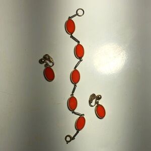 Vintage Vibrant Energy Bracelet & Matching Clip-On Earrings Set